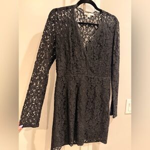 Wayf Black Long Sleeve Lace Dress